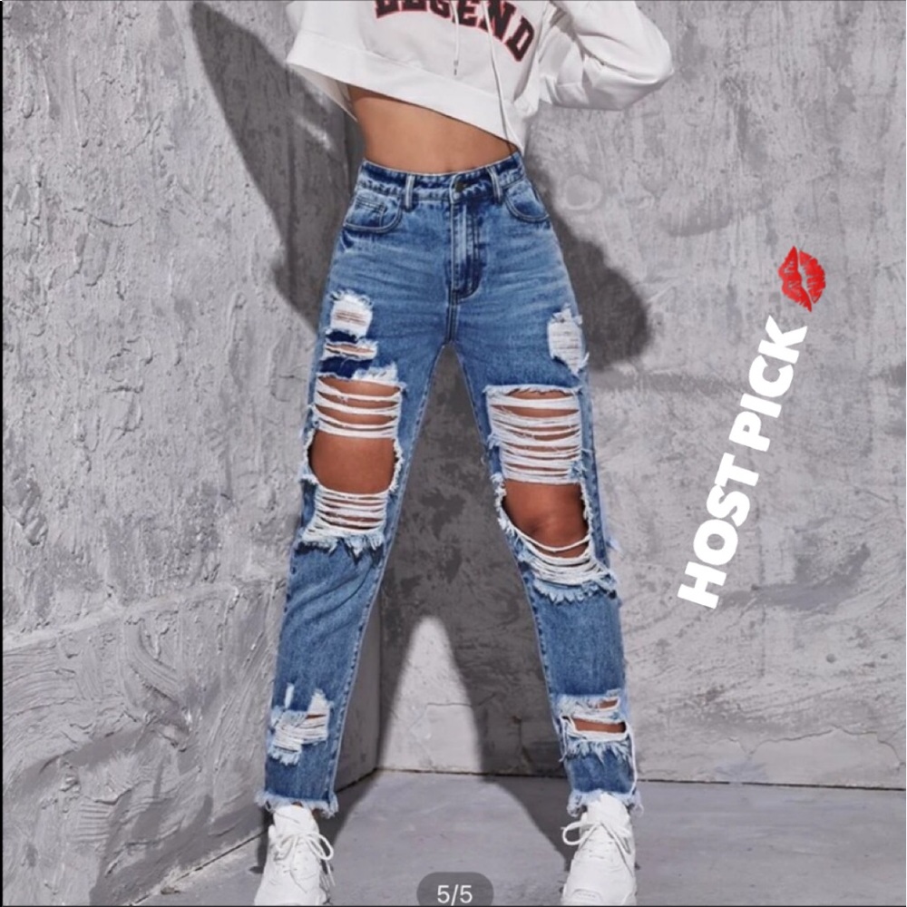 💋💋 NEW HIGH WAIST RIPPED JEANS